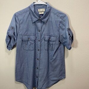 Madewell Blue Casual Button Down Shirt with Roll-Up Sleeves